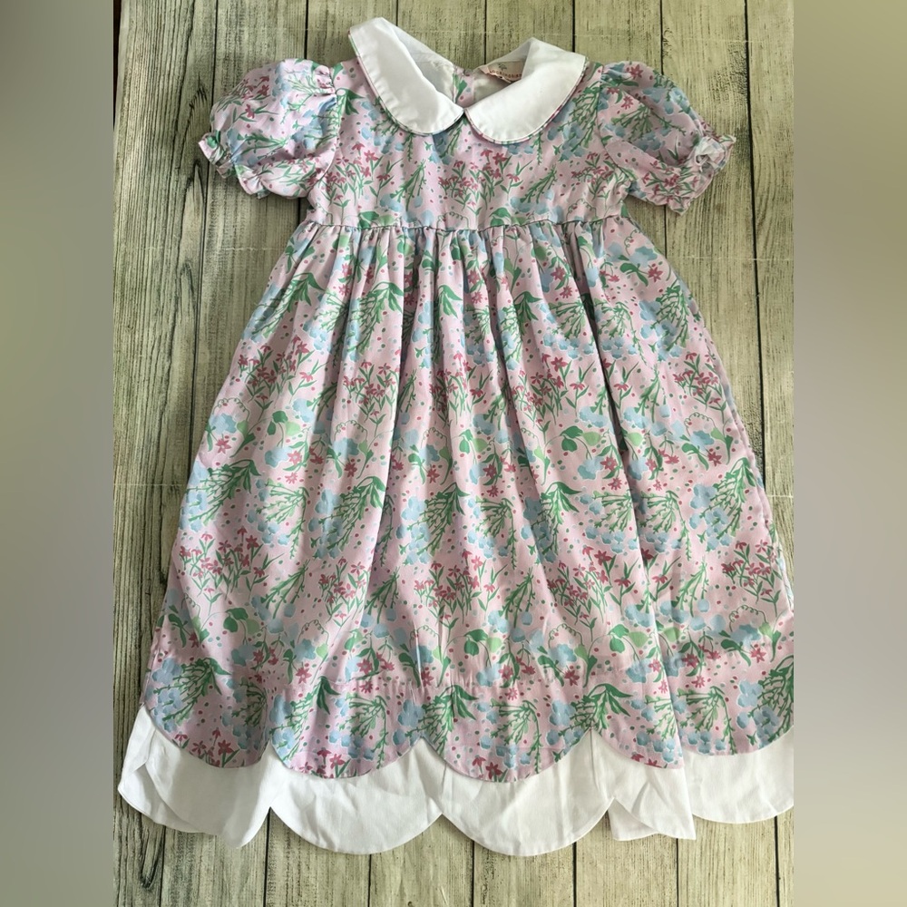 Smockingbird Floral Pastel Dress with Peter Pan Collar
